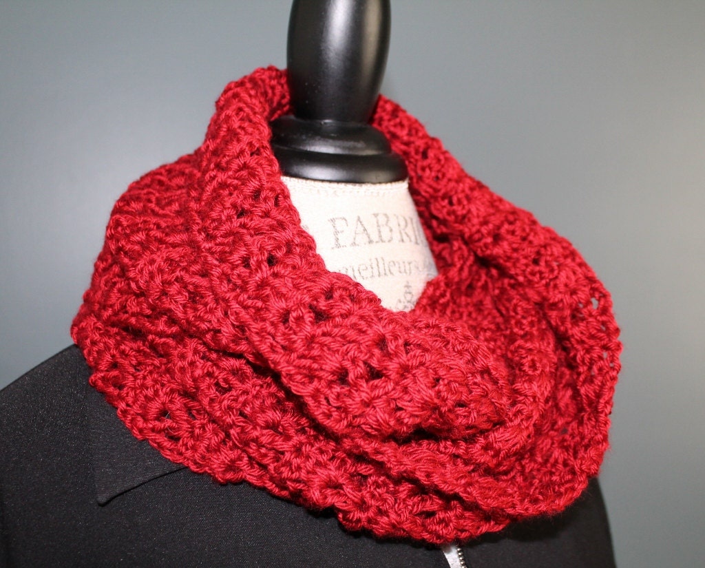 Autumn Red Simply Soft Colored Infinity Scarf / Cowl / Neckwarmer