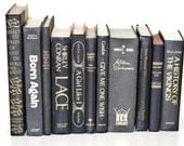 Vintage Black Book Collection Gold Lettering Library filler Home Office Decor
