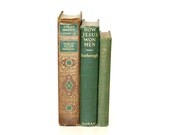 Vintage Book Collection Brown Green Home Wedding Deocr