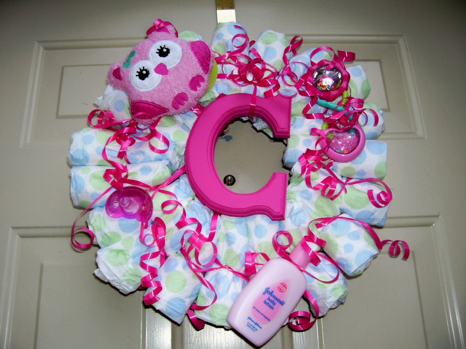 Baby Girl Hot Pink Diaper Wreath
