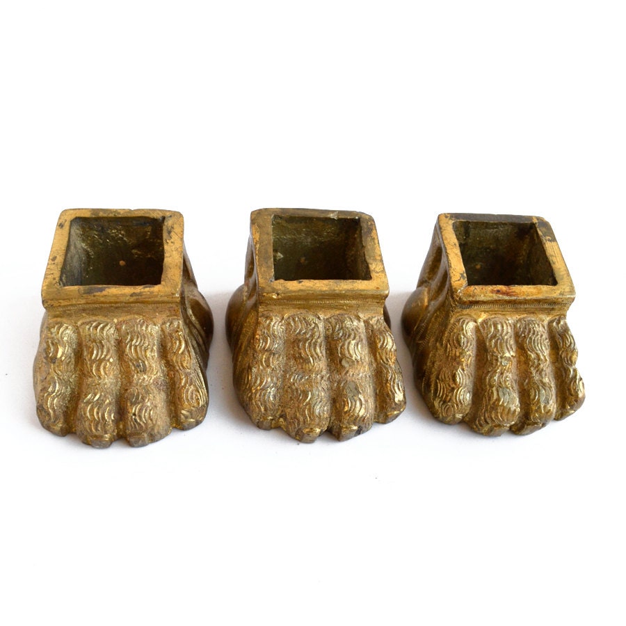 antique vintage claw feet  gothic brass set of 3 offered by Elizabeth Rosen