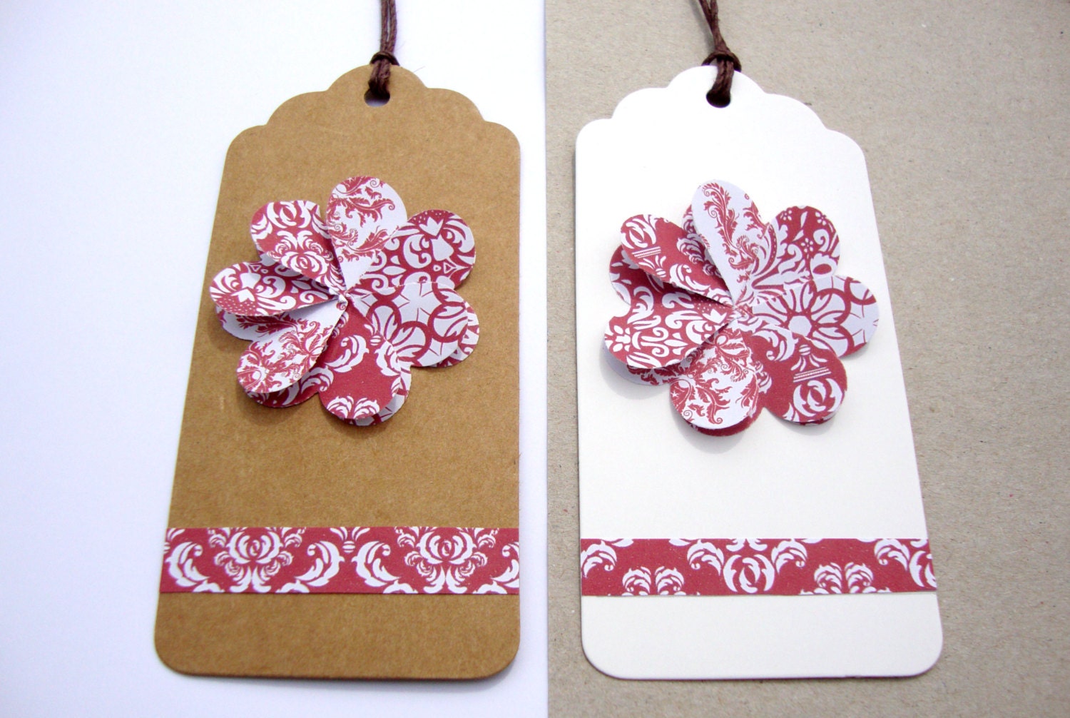 Bridal shower -Red gift tags, love paper hearts, set of 10