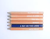 A Day On the Links, Golf Pencils- Natural & Navy, Set of 6