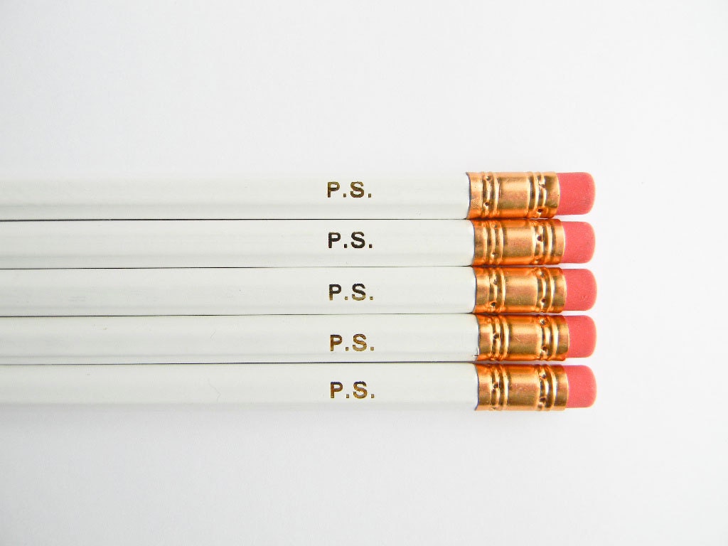 P.S. Pencils- White & Gold, Set of 6