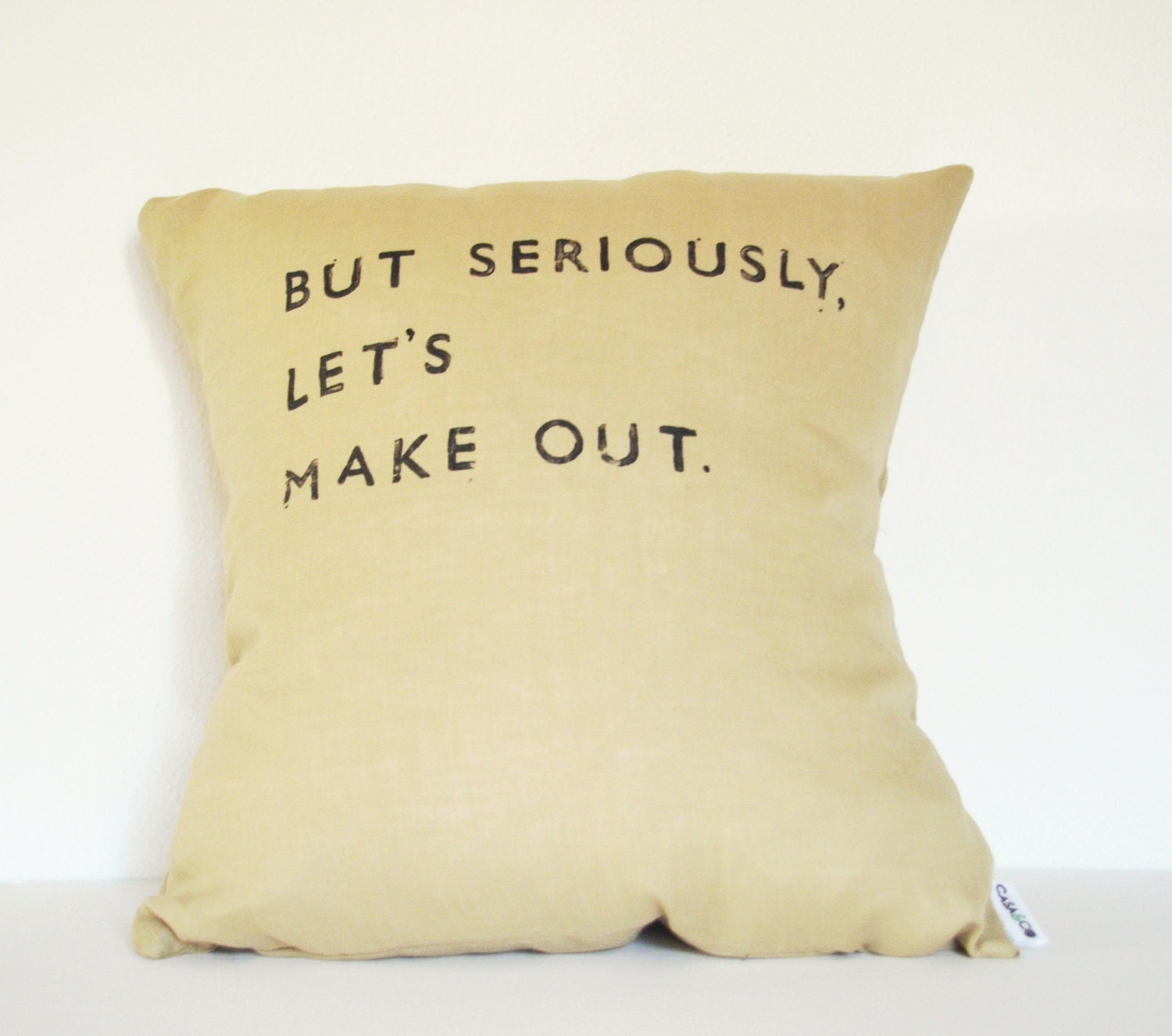 Let's Make Out  Pillow Cover - Natural Linen Quote Pillow