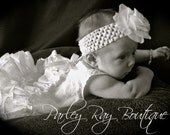 Vintage Parley Ray White Eyelet Pinafore Dress with Ruffled Baby Bloomers/ Diaper Cover and Matching Bracelet/ Photo Props