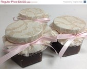 ON SALE  15% off Ivory and Lace with Pink Wedding Favors Hexagon Jars 4 oz with AppleButter