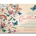 Butterflies Baby Shower Invitation Rustic Antique Colorful Floral & Blue Butterflies Vintage Script DIY Printable or Printed - Cara Style