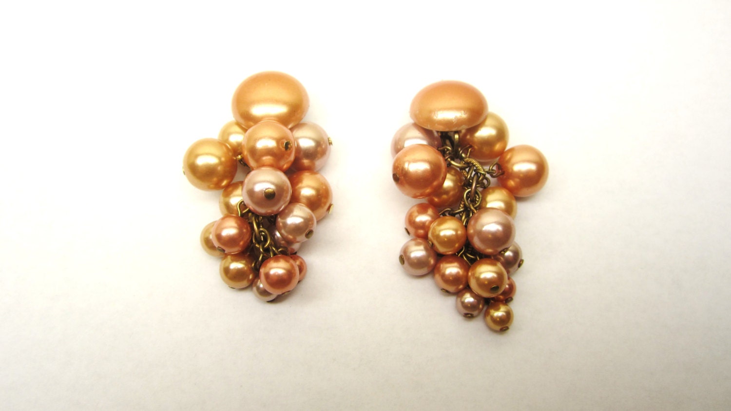 Vintage 1980s Earrings Large Dangling Beads Retro Plastic Clip On Earrings 80s or 90s Fashion Rad