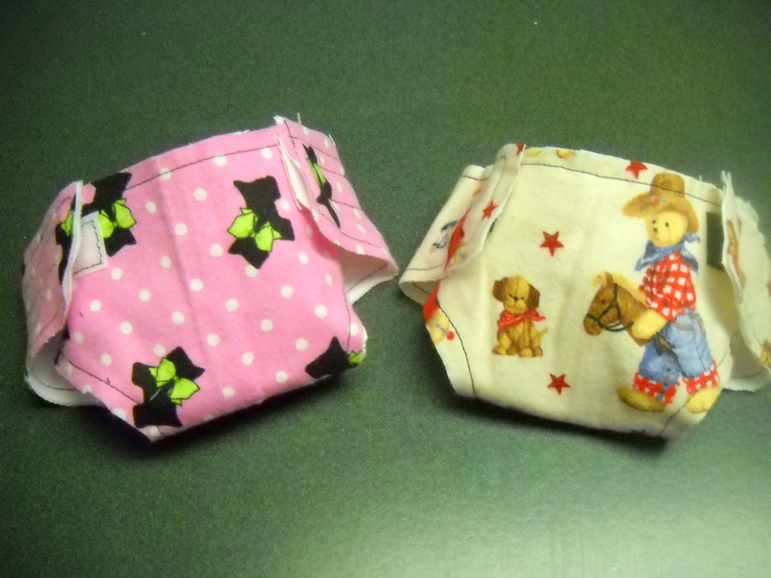 Set of 2 Flannel Doll Diapers for Boy and Girl