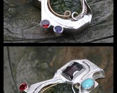 Moldavite Sterling Silver Pendant Heady Wire Wrap Jewelry