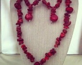 Red Beaded Necklace and Earrings Set