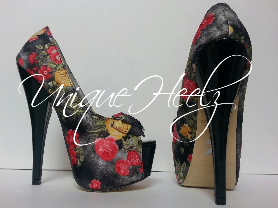 Floral Peep Toe Heels - Size 6 - New - Never Worn - 6 Inch Heels - 2 Inch Platform