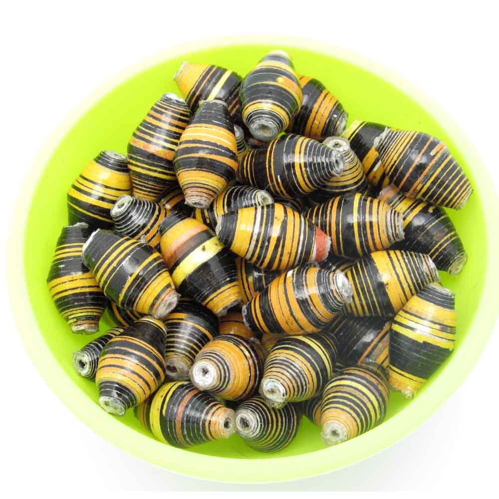 Black and Gold Paper Beads, Gifts Under 20