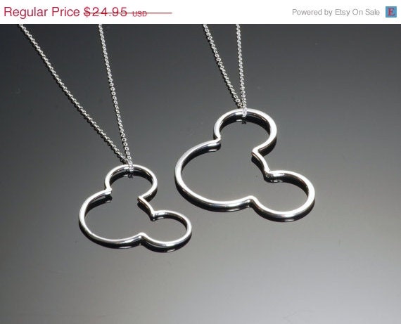 ON SALE Mickey Mouse Pendant - Disney Jewelry - Mickey Mouse Necklace - Argentium Sterling Silver - Handmade