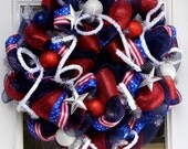 Patriotic Mesh Wreath USA America
