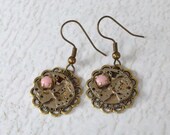 Steampunk Earrings with Silver Gears and Brass Filigrees