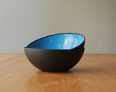 Mid Century Modern Blue and Black Enamel Bowls - Husqvarna