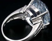 The Ring Stone Silver 925 Sterling BLUE  SANTA AQUAMARINE 8.27 G.