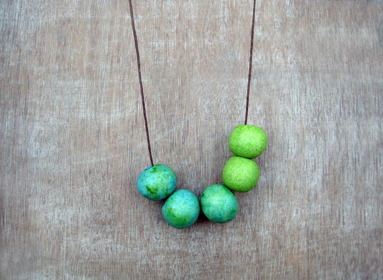 Geometric Necklace / Green Necklace / Ceramic Necklace