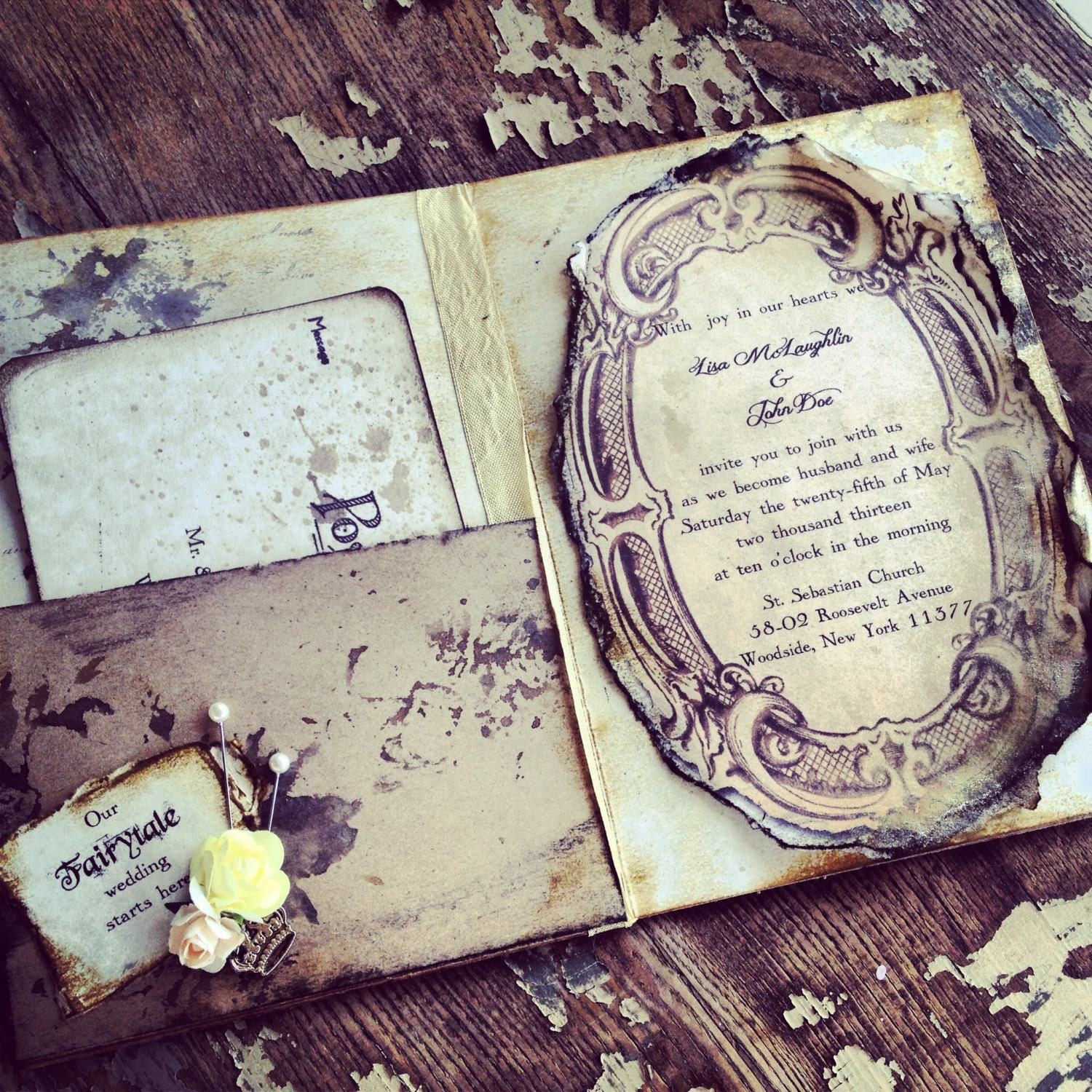 Pocketfold Invitations Fairytale Wedding Invitation Vintage Book invitations