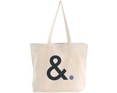 EXTRA LARGE Canvas Market Tote . Screen Printed Eco Friendly . 19.5"w x 15"h x 5"d