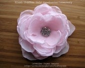 Blush/Light Pink Chiffon Flower Hair Piece Fascinator  - Wedding accessory