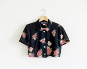 vtg 90's SHEER rose print CROP TOP