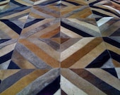 LIFESTYLE by Cara  --  Brown Diamonds Custom Cowhide Patchwork Rug Cow Hide Leather Hairhide Carpet