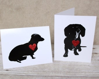 Dachshund Card Doxie Hotdog Wiener Dog Weenie Valentine heart