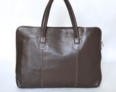 Vintage 70s Brown Leather Zip Around Portfolio Briefcase Bag