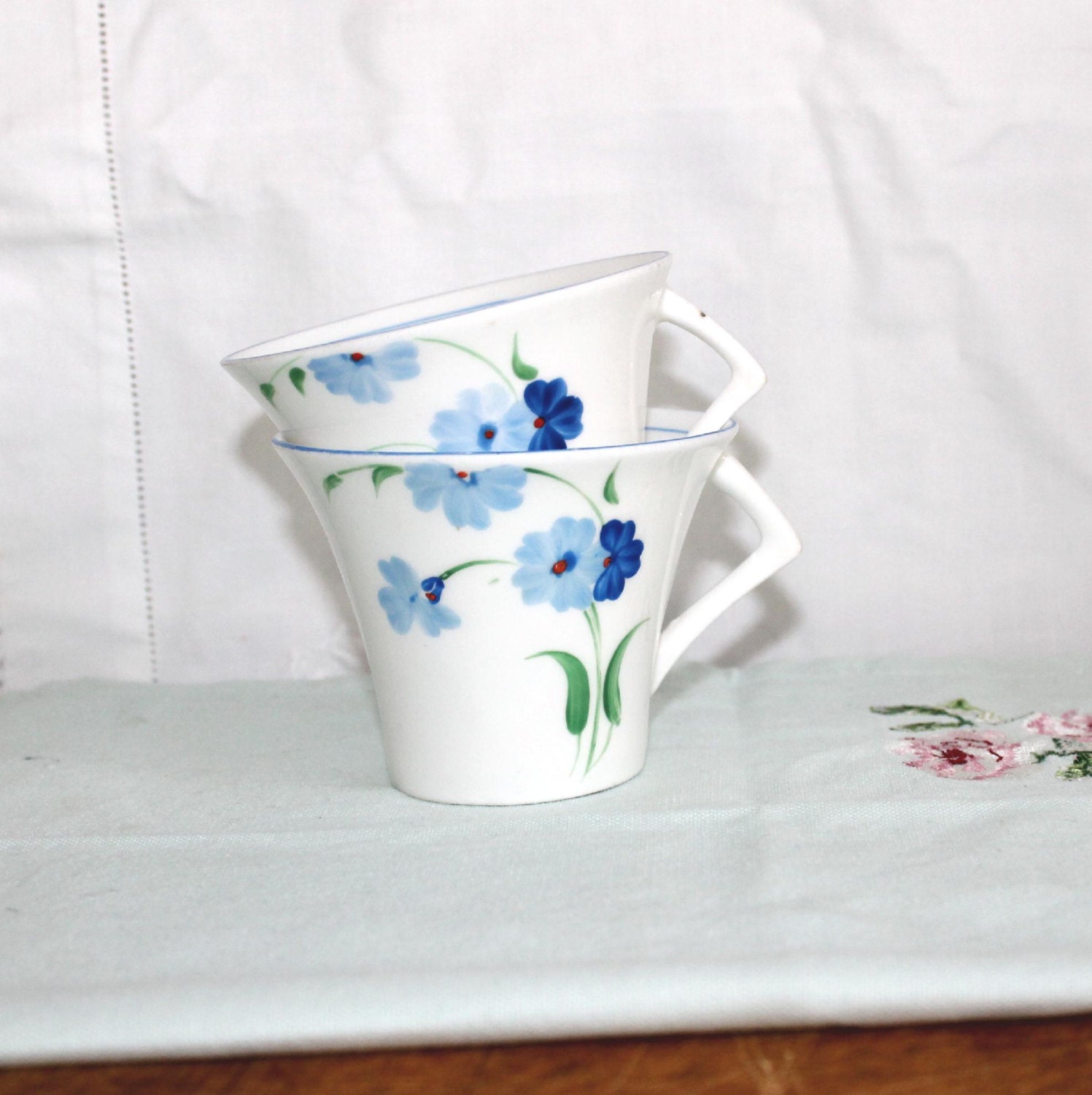 Art deco hand painted coffee cups.