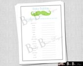 Printable Game for Baby Shower- Baby Babble- Gray Little Man Moustache Theme- INSTANT DOWNLOAD