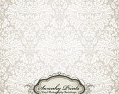 5ft x 6ft Vinyl Photography Backdrop / White Damask / Light Vintage