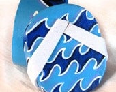 Small Gift Box Flip Flop Sandal, Hand Painted Ocean Waves