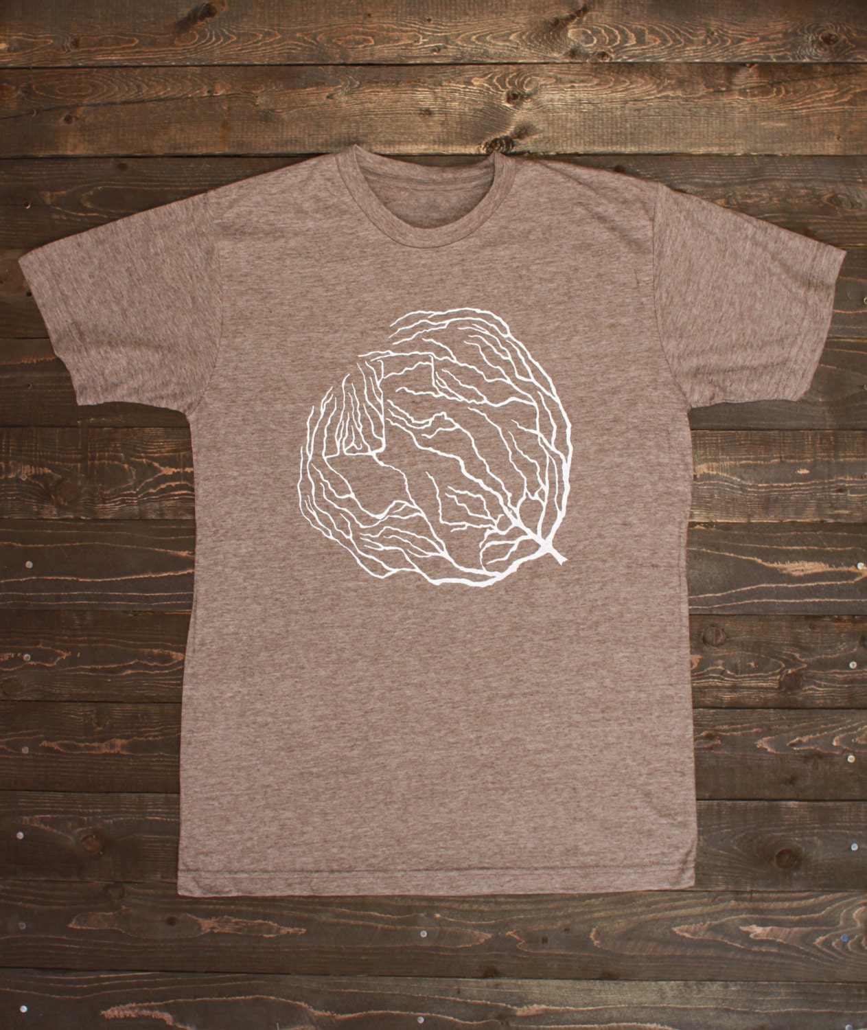 Texas Tumbleweed Rivers T-Shirt - "River Weed" - Heather Brown with White Ink