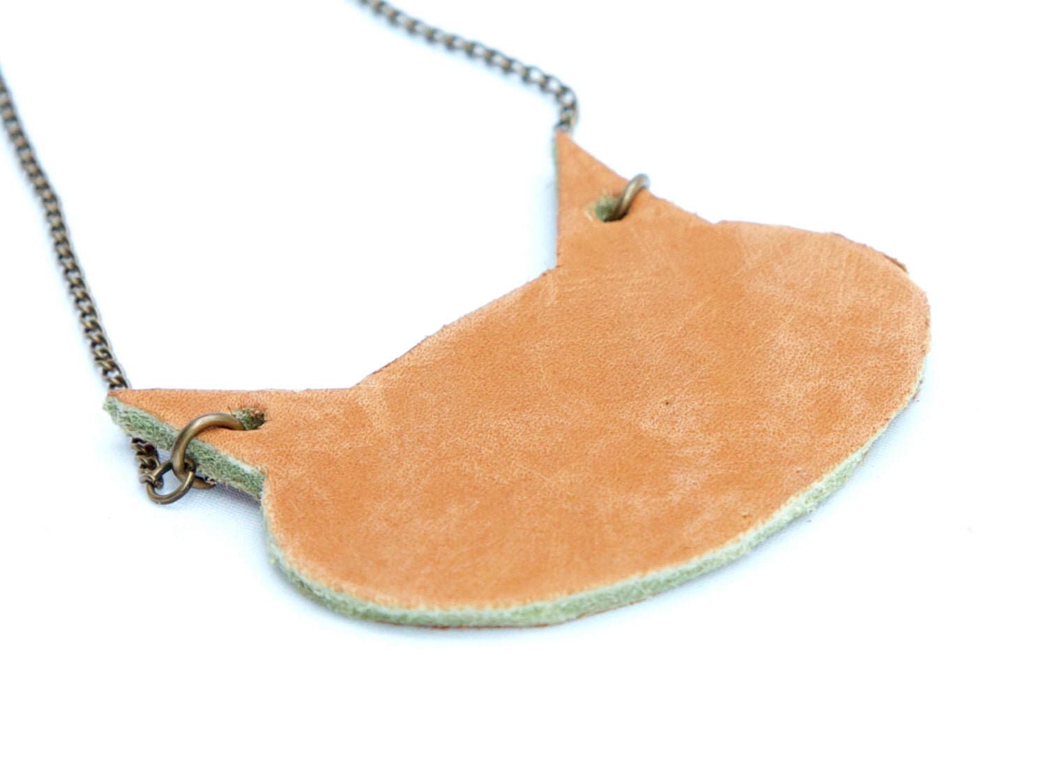 Tan Leather Cat Necklace