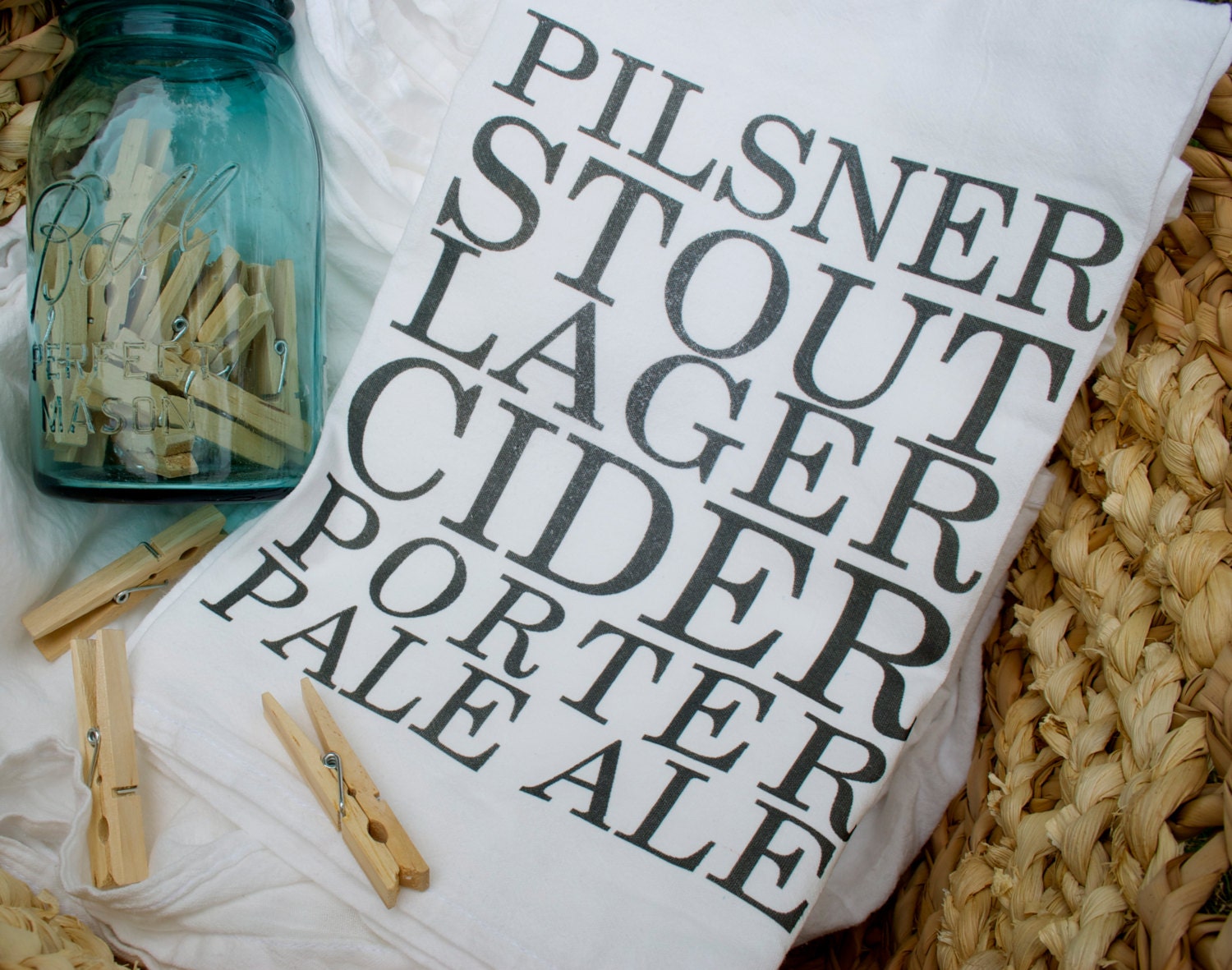 Beer List Flour Sack Tea Towel