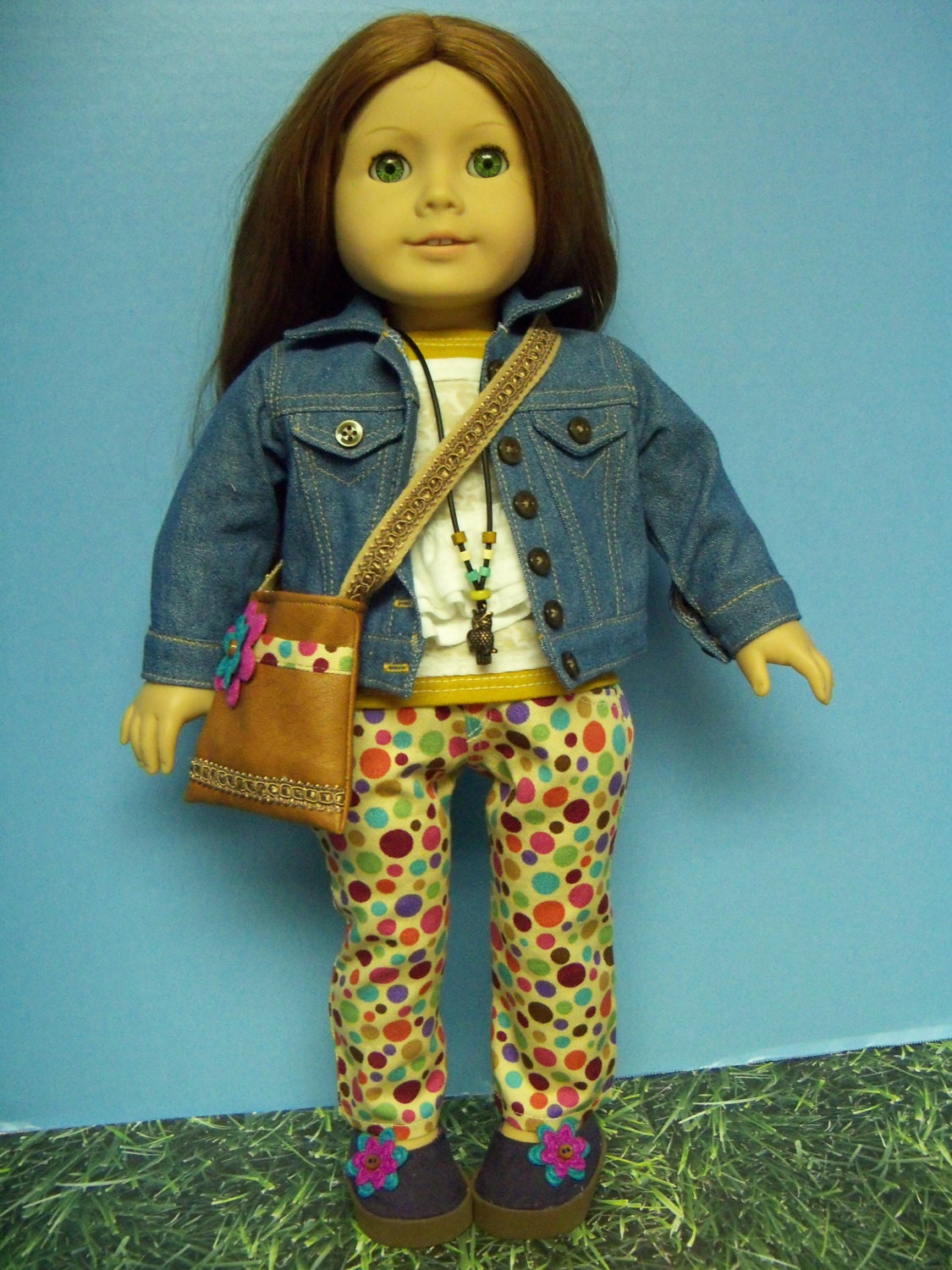 American Girl Doll Clothes: Seven Piece Trendy Jean Jacket / Skinny Jeans Set