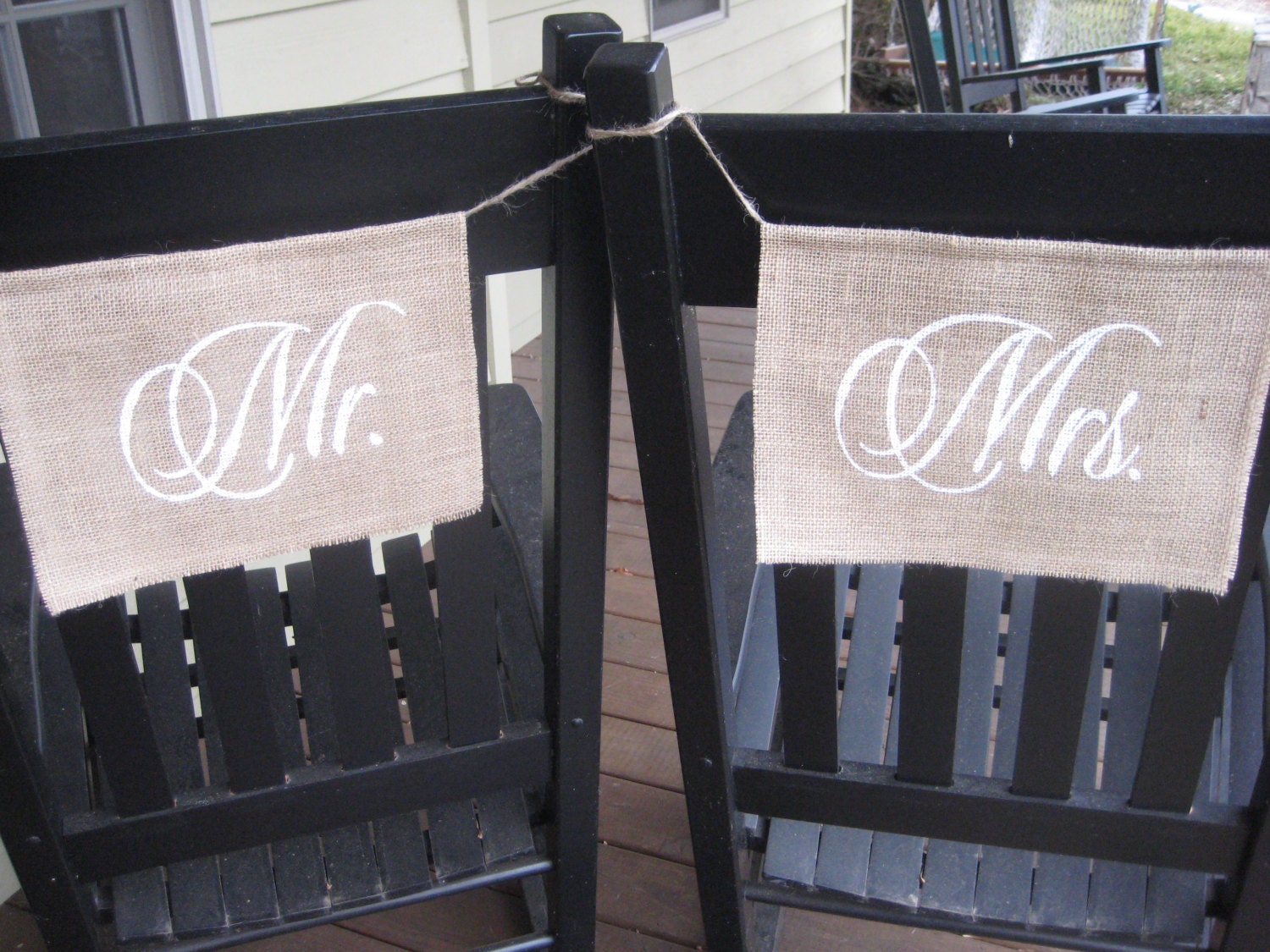 Mr and Mrs Burlap Rustic Wedding Decor Banners Signs