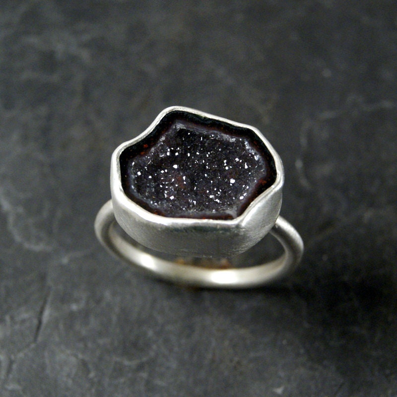 Midnight Geode Ring in Sterling Silver