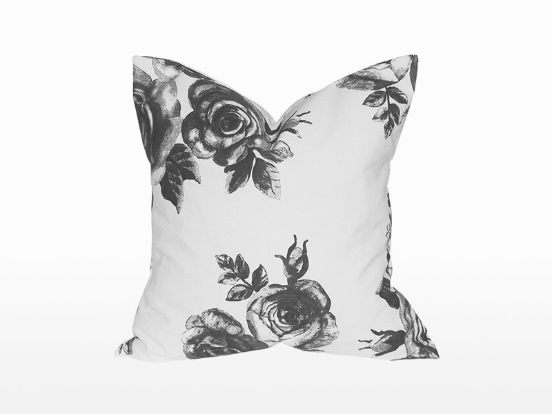18" x 18" Decorative Throw Pillow / Accent Cushion Cover (Indoor) (Grey Roses)