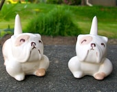 Set of Two Bulldog Dog Figurines Ring Holders