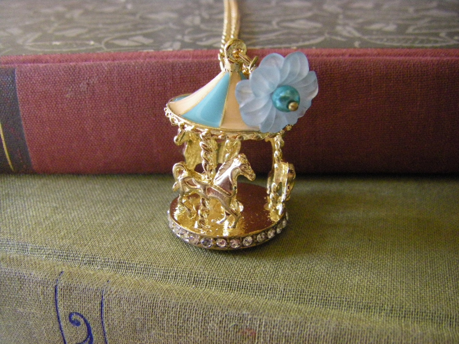 Carousel Necklace Merry go Round Necklace horse carousel Valentine gift for her