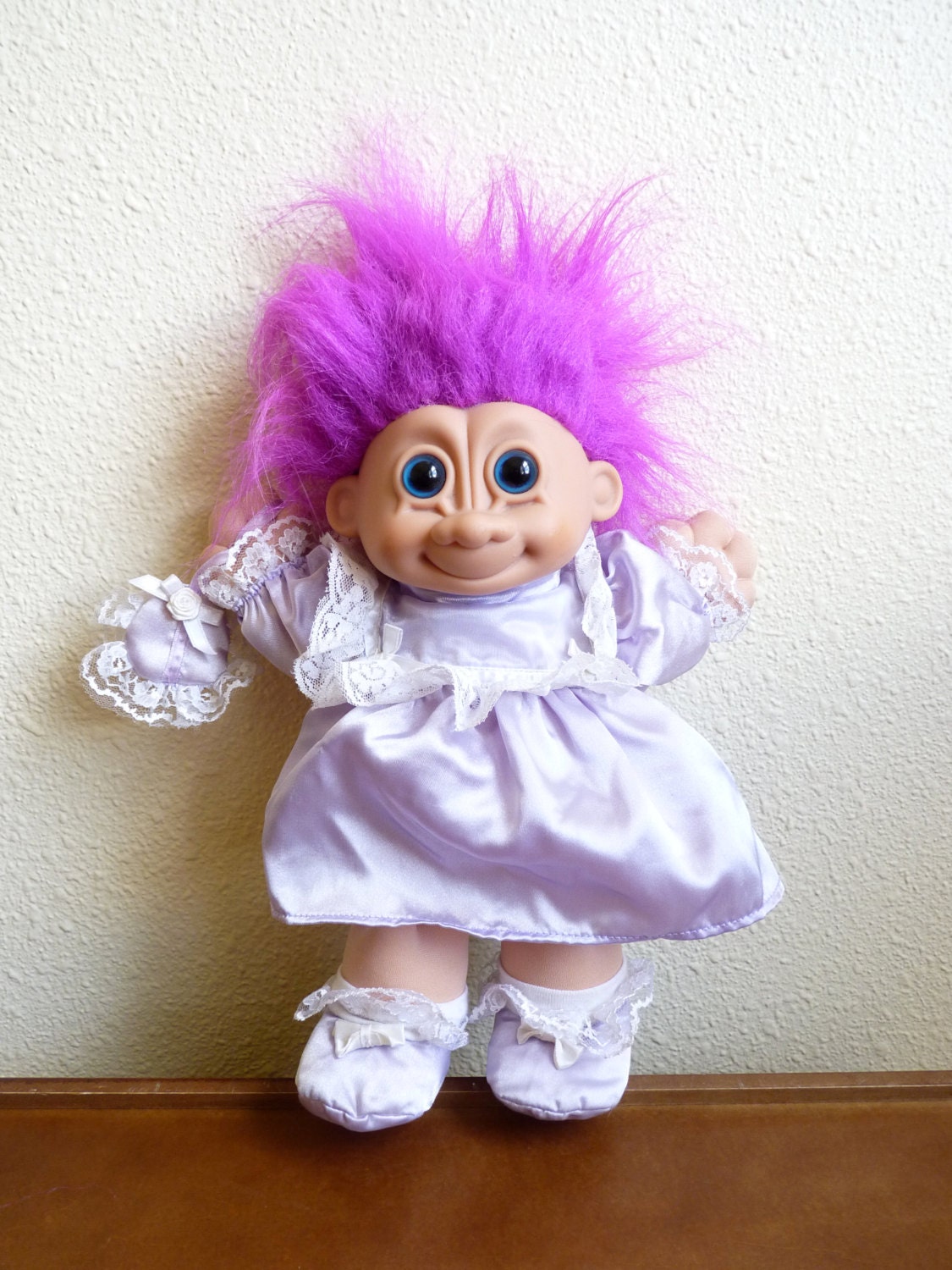 Large Vintage Purple Troll Doll in Dress