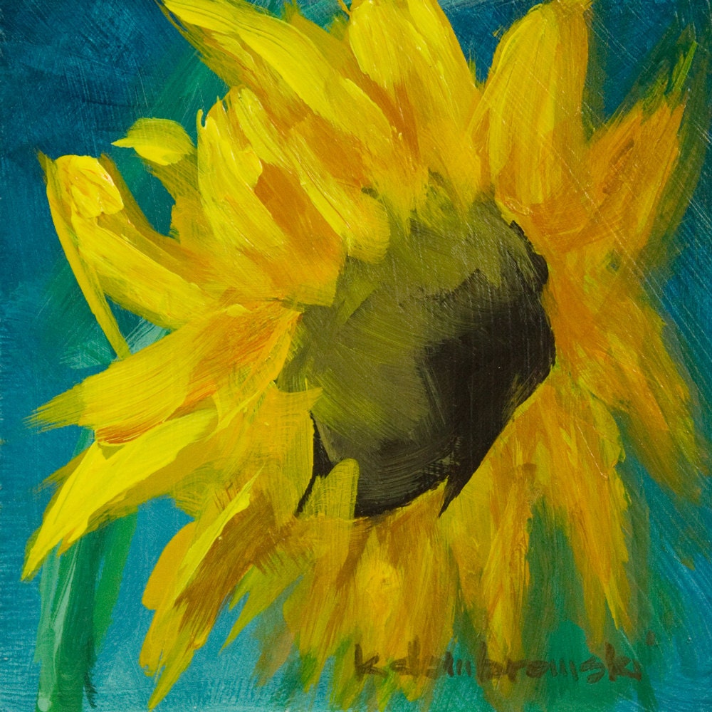 Floral Original Acrylic Painting 4" x 4" Still LIfe Contemporary Impressionism Fine Art Flower