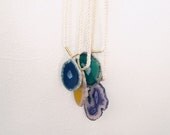OOAK Statement Necklace : Fashion Jewelry - Large Raw Agate Necklace on Rope , Gift for her