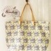 Floral Tote Bag Printed Canvas Bag Genuine Leather Strap Cream with Lavender Floral Shabby Chic Bag ...Amor The Inspired Collection...