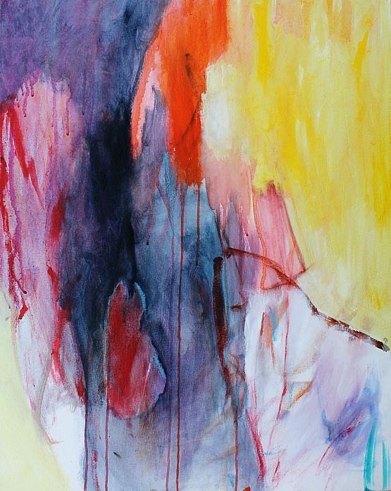 Original Abstract Painting Expressionist Canvas Acrylic "Yellow Light"