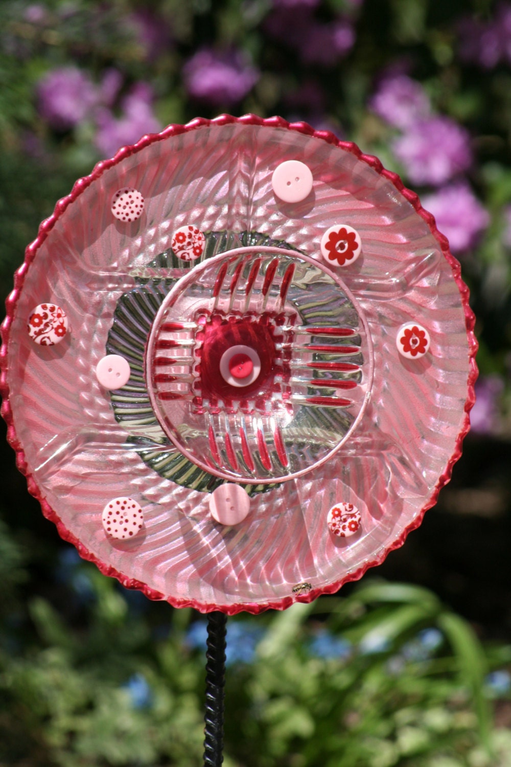 GARDEN and YARD sun catcher: recycled glass garden plate sculpture